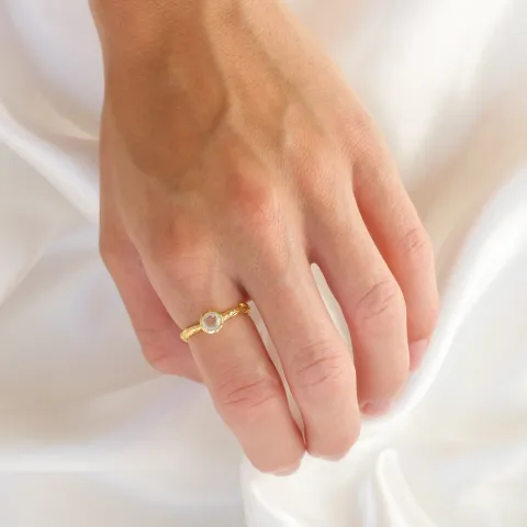 klar quartz ring i forgylt messing - Eliné
