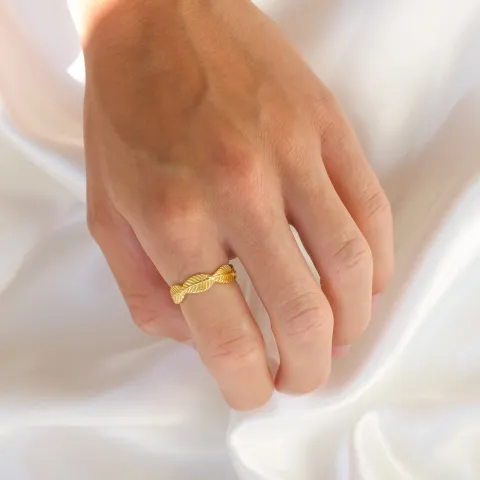 blad ring i forgylt messing