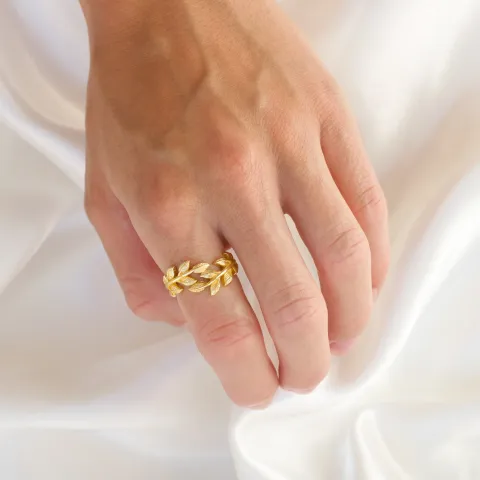 blad ring i forgylt messing