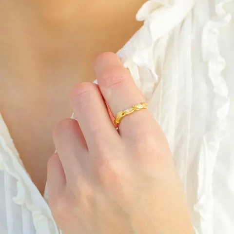 blad ring i forgylt messing