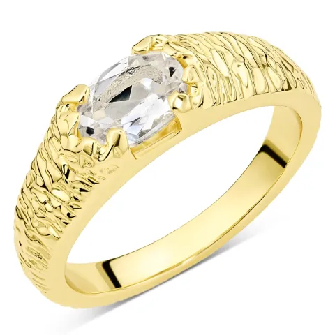 klar quartz ring i forgylt messing - Eliné