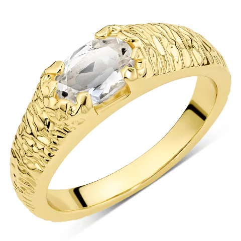 klar quartz ring i forgylt messing - Eliné