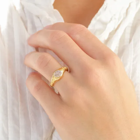 månestein ring i forgylt messing - Eliné
