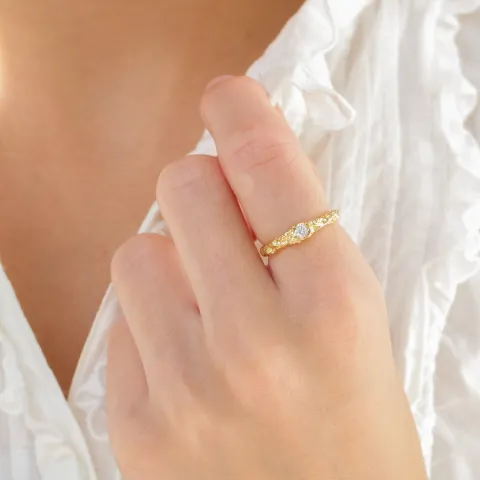 zirkon ring i forgylt messing - Eliné