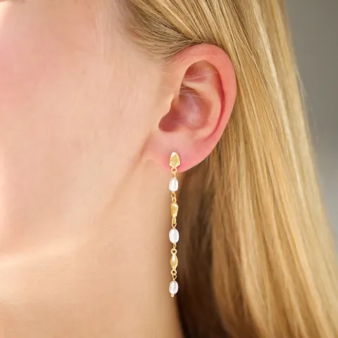 perle kjedeøreringer i forgylt messing - Eliné