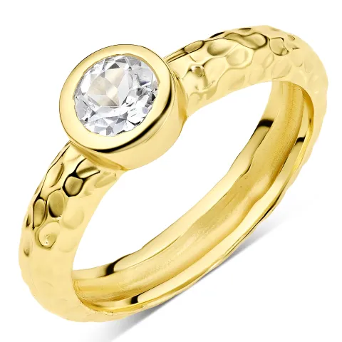 klar quartz ring i forgylt messing - Eliné