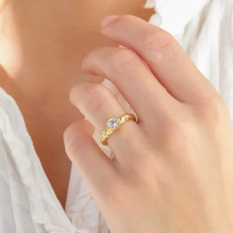 klar quartz ring i forgylt messing - Eliné