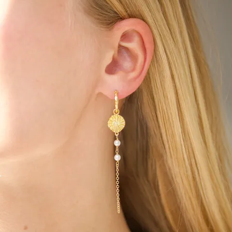 lange perle øredobber i forgylt messing - Eliné