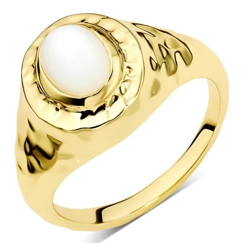 perlemors ring i forgylt messing - Eliné