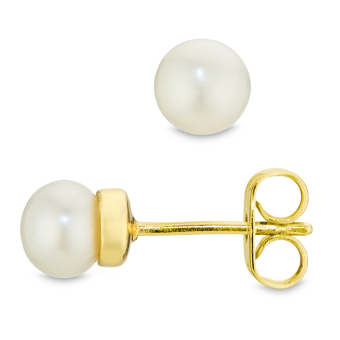 5 mm perle ørestikker i forgylt messing - Eliné