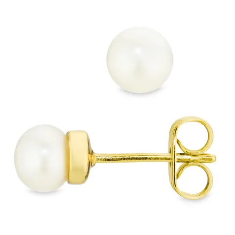 5 mm perle ørestikker i forgylt messing - Eliné