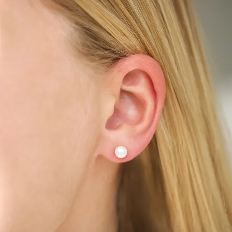 5 mm perle ørestikker i forgylt messing - Eliné