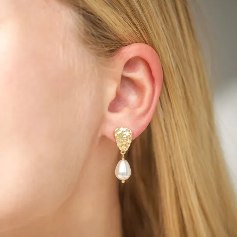 perle øredobber i forgylt messing - Eliné