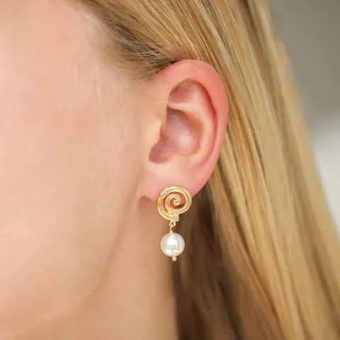 perle øredobber i forgylt messing - Eliné