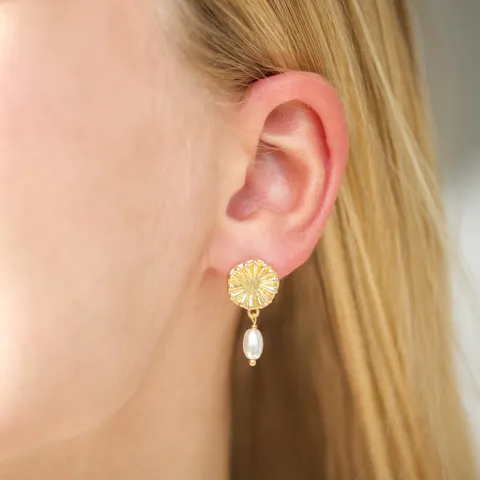 perle øredobber i forgylt messing - Eliné