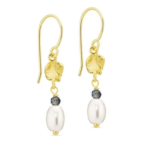 perle øredobber i forgylt messing - Eliné