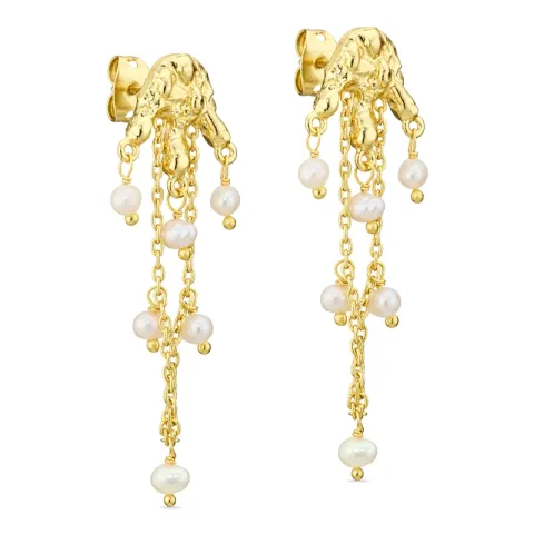 perle øredobber i forgylt messing - Eliné