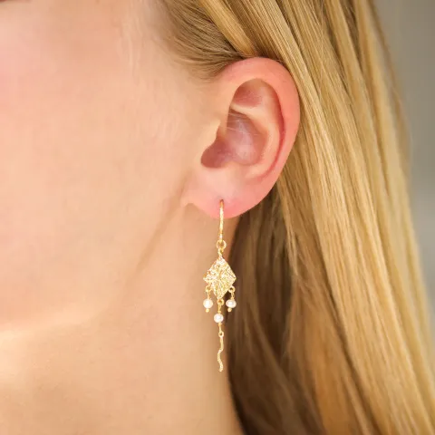 perle øredobber i forgylt messing - Eliné