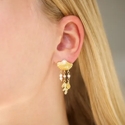 perle øredobber i forgylt messing - Eliné