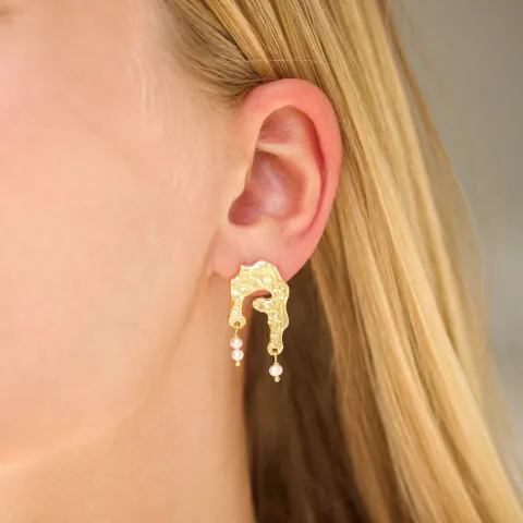 perle øredobber i forgylt messing - Eliné