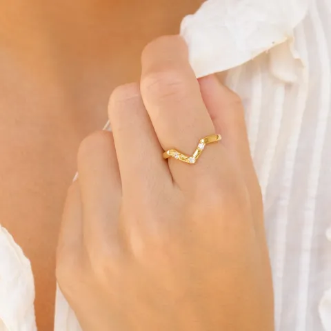 zirkon ring i forgylt messing - Eliné