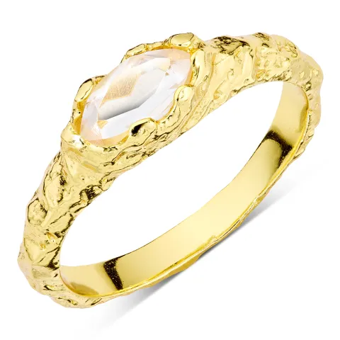klar quartz ring i forgylt messing - Eliné