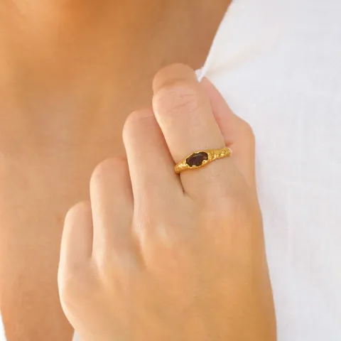 kvarts ring i forgylt messing - Eliné