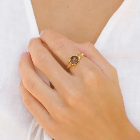 kvarts ring i forgylt messing - Eliné
