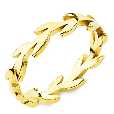 vanntett blad ring i forgylt stål - OCEANA