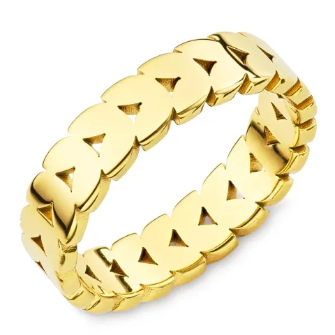 vanntett blad ring i forgylt stål - OCEANA