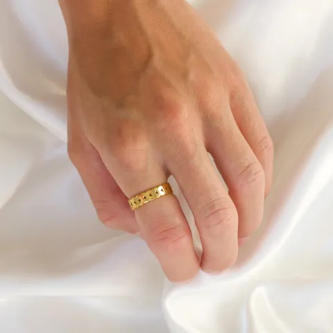 vanntett blad ring i forgylt stål - OCEANA