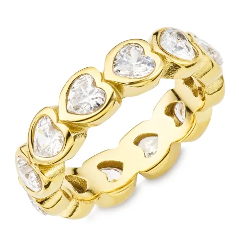 vanntett hjerte ring i forgylt stål - OCEANA