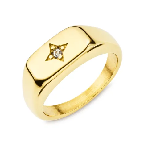 vanntett stjerne ring i forgylt stål - OCEANA