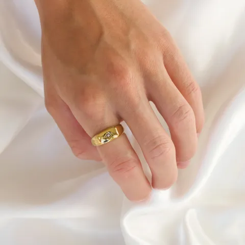 vanntett stjerne ring i forgylt stål - OCEANA