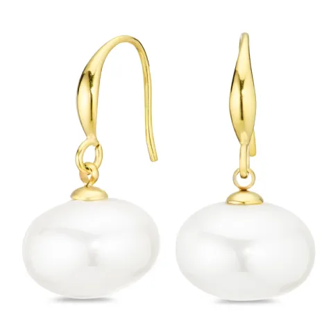 vanntette perle øredobber i forgylt stål - OCEANA