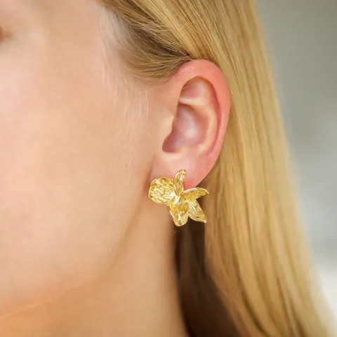 vanntette blomst øredobber i forgylt stål - OCEANA