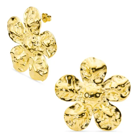 vanntette blomst øredobber i forgylt stål - OCEANA