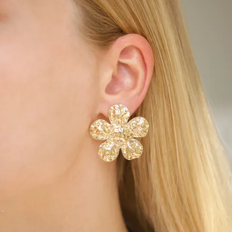 vanntette blomst øredobber i forgylt stål - OCEANA