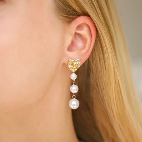 vanntette hjerte øredobber i forgylt stål - OCEANA