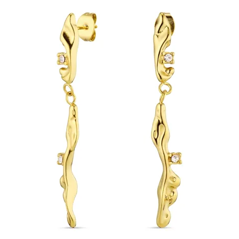 vanntette zirkon øredobber i forgylt stål - OCEANA