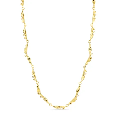 vanntett zirkon halskjede i forgylt stål - OCEANA