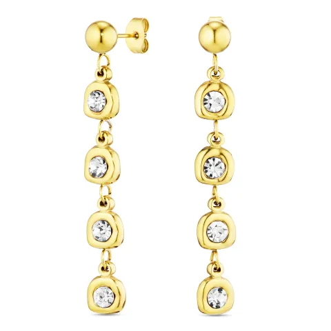 vanntette lange zirkon kjedeøreringer i forgylt stål - OCEANA