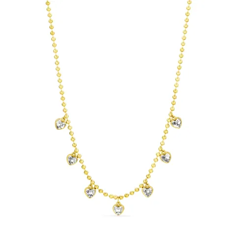 vanntett hjerte zirkon halskjede i forgylt stål - OCEANA