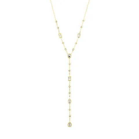 vanntett zirkon halskjede i forgylt stål - OCEANA