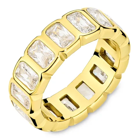 vanntett zirkon ring i forgylt stål - OCEANA