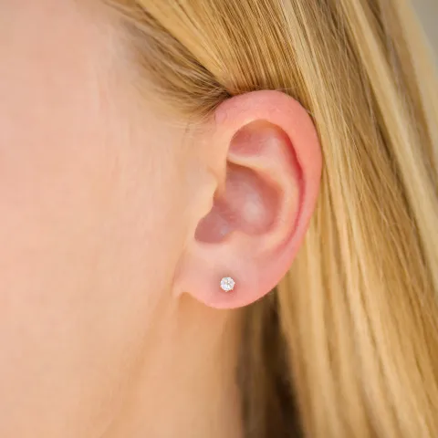 3 mm vanntette zirkon ørestikker i forgylt stål - OCEANA