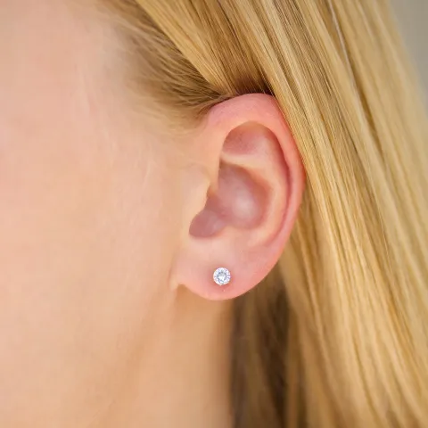 4 mm vanntette zirkon ørestikker i forgylt stål - OCEANA