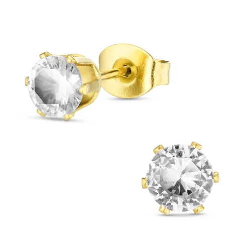 5 mm vanntette zirkon ørestikker i forgylt stål - OCEANA