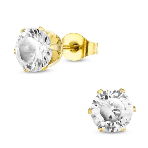 7 mm vanntette zirkon ørestikker i forgylt stål - OCEANA