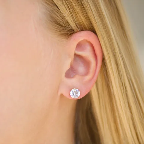 7 mm vanntette zirkon ørestikker i forgylt stål - OCEANA